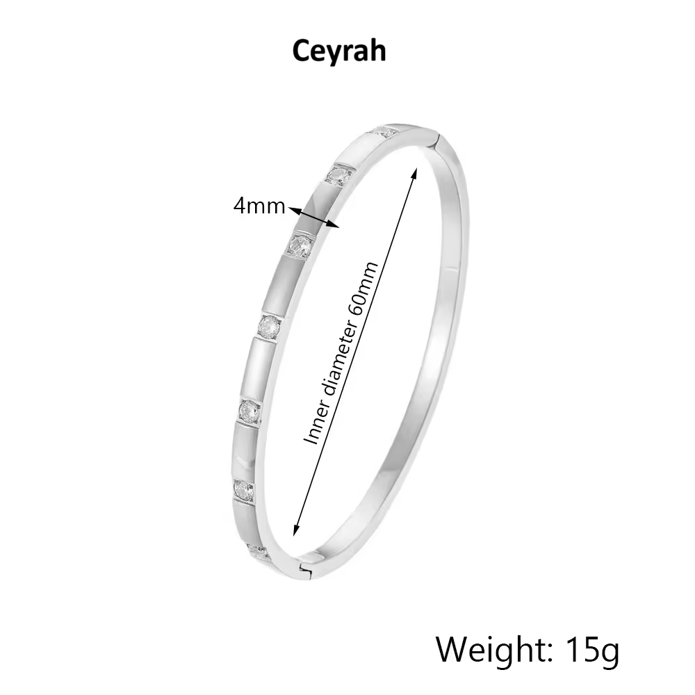Silver Crystal Accent Bangle Bracelet