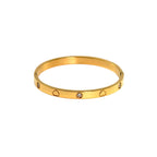 Gold heart engraved bangle bracelet - Ceyrah jewelry