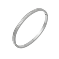 Ceyrah silver minimal rhinestone cuff bangle bracelet on a light background