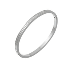 Ceyrah silver minimal rhinestone cuff bangle bracelet on a light background