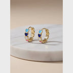 Gold Heart Charm Hoop Earrings video