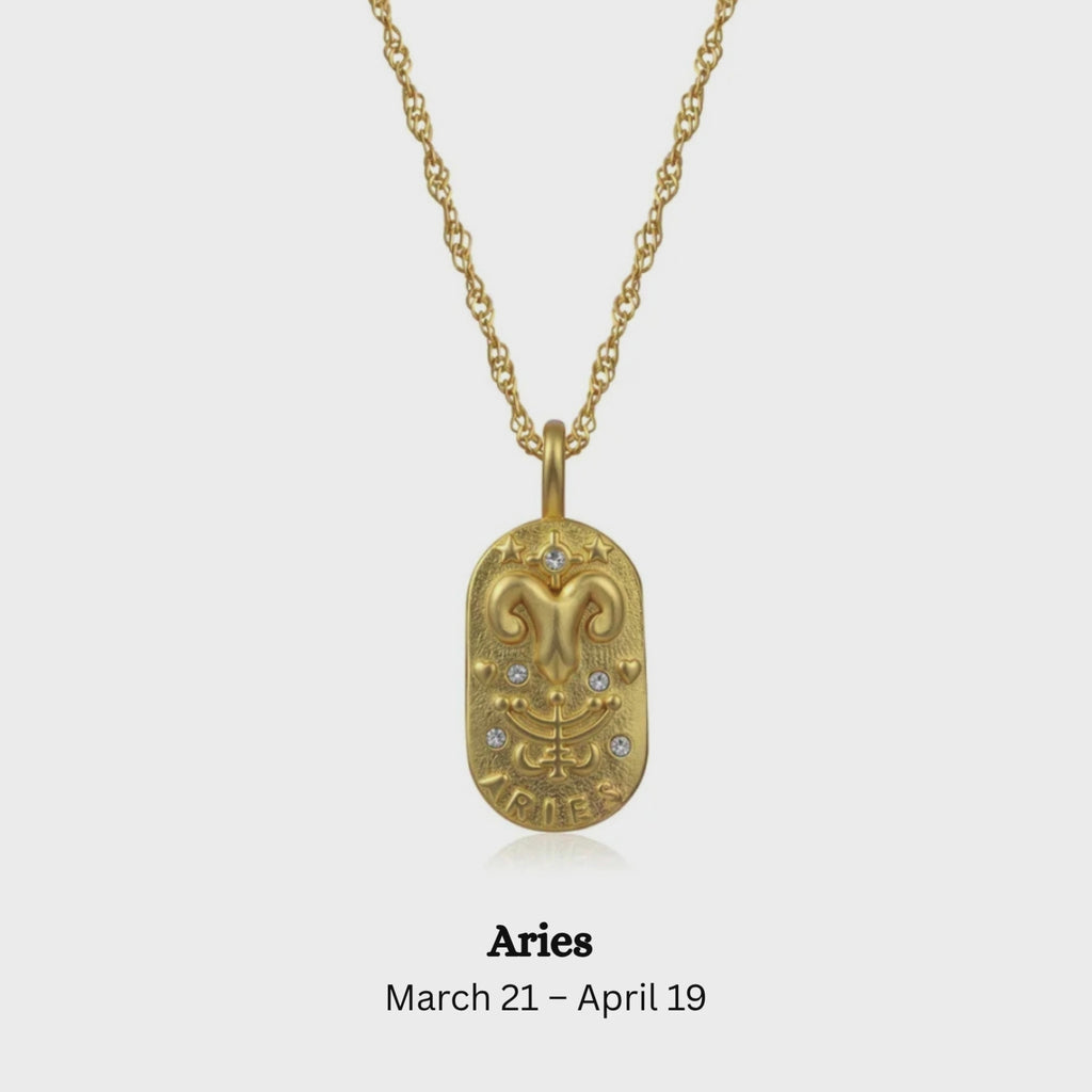 Gold Engraved Zodiac Sign Necklaces