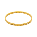 Ceyrah gold roman numeral bangle with zircon accents on white background