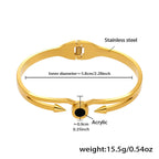 Ceyrah gold spike cuff bracelet with black accent, 5.8cm inner diameter, jewellery weight 15.5g