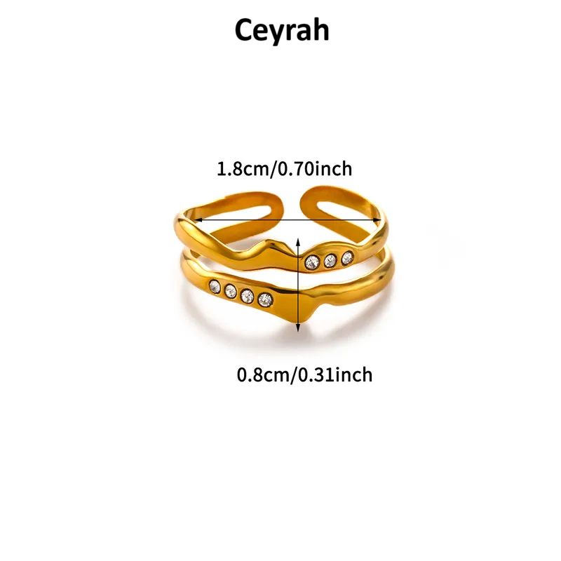 Gold Wave Zircon Adjustable Ring